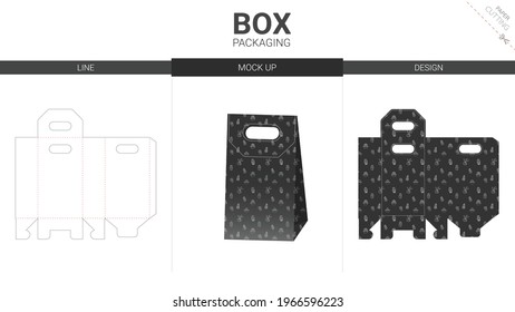 Box packaging and mockup die cut template