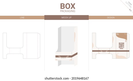 Box packaging and mockup die cut template