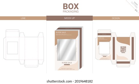 Box packaging and mockup die cut template