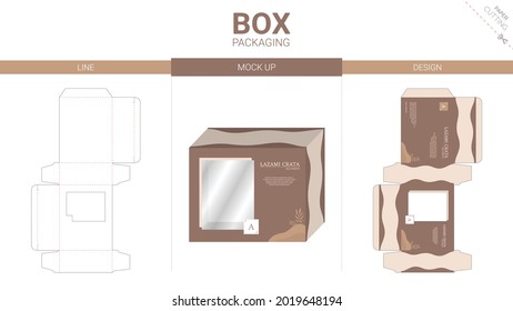 Box packaging and mockup die cut template