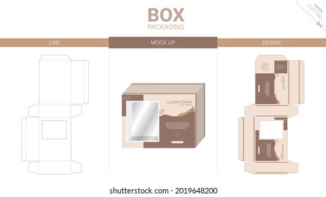 Box packaging and mockup die cut template