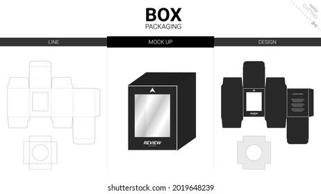 Box packaging and mockup die cut template