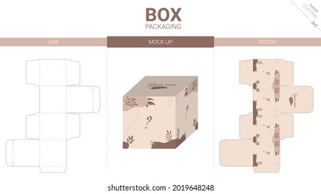 Box packaging and mockup die cut template