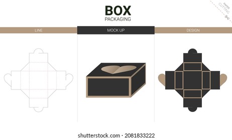 Box packaging and mockup die cut template