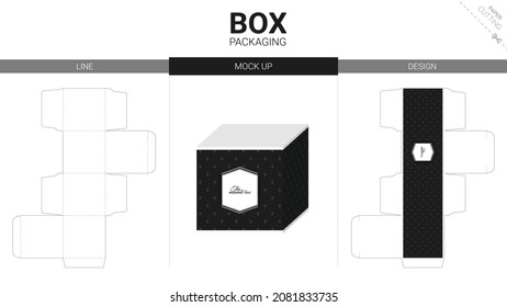 Box packaging and mockup die cut template