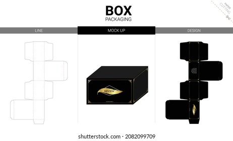 Box packaging and mockup die cut template