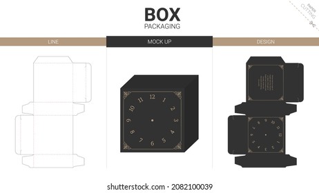 Box packaging and mockup die cut template