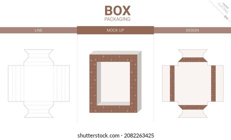Box packaging and mockup die cut template