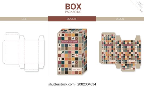 	
Box packaging and mockup die cut template