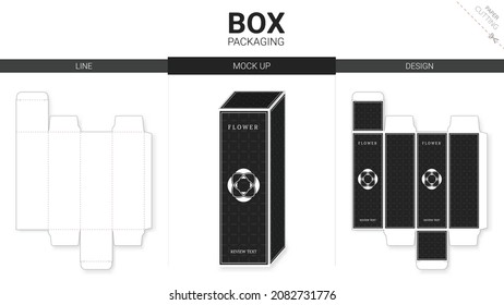 Box packaging and mockup die cut template