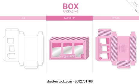 Box packaging and mockup die cut template