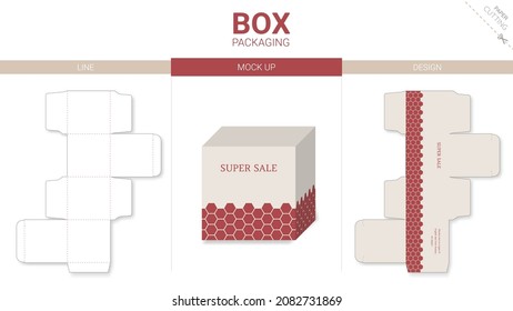 Box packaging and mockup die cut template