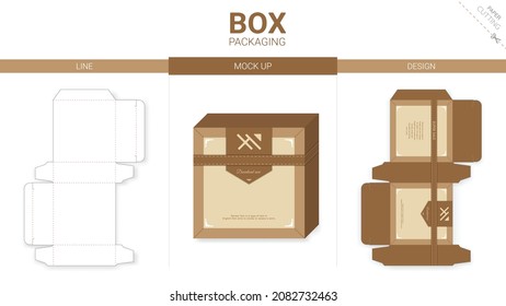 Box packaging and mockup die cut template