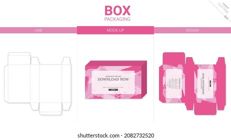 Box packaging and mockup die cut template