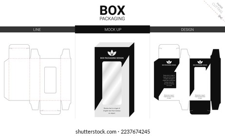 Box packaging and mockup die cut template