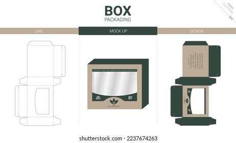 Box packaging and mockup die cut template