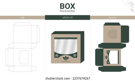 Box packaging and mockup die cut template