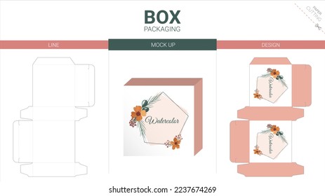 Box packaging and mockup die cut template