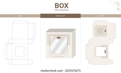 Box packaging and mockup die cut template