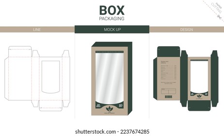 Box packaging and mockup die cut template