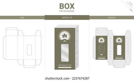 Box packaging and mockup die cut template