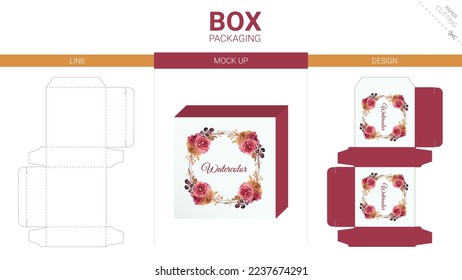 Box packaging and mockup die cut template
