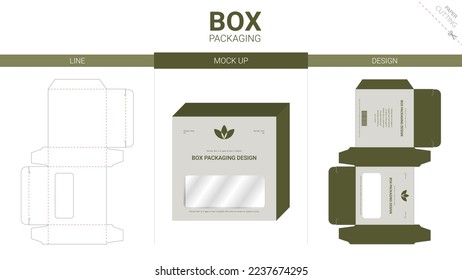 Box packaging and mockup die cut template