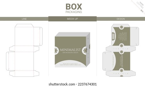 Box packaging and mockup die cut template