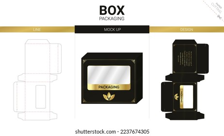 Box packaging and mockup die cut template