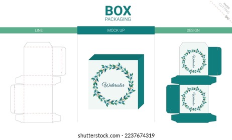 Box packaging and mockup die cut template