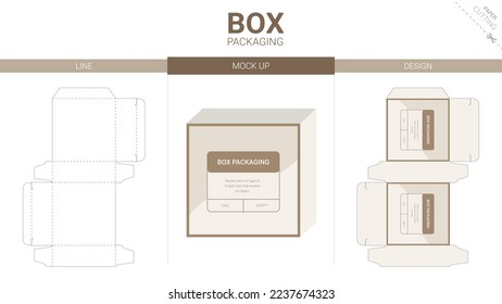 Box packaging and mockup die cut template