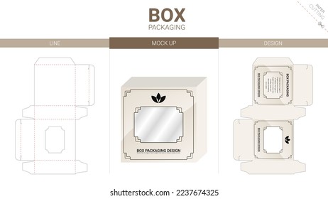Box packaging and mockup die cut template