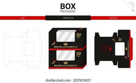 Box packaging and mockup die cut template