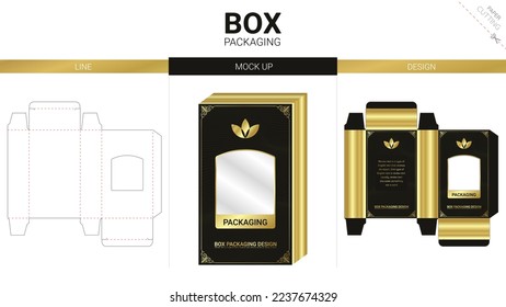 Box packaging and mockup die cut template