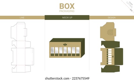Box packaging and mockup die cut template