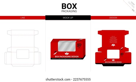 Box packaging and mockup die cut template