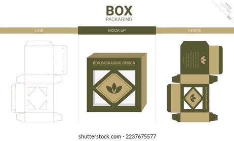 Box packaging and mockup die cut template