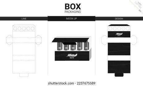 Box packaging and mockup die cut template