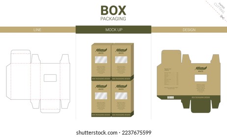 Box packaging and mockup die cut template
