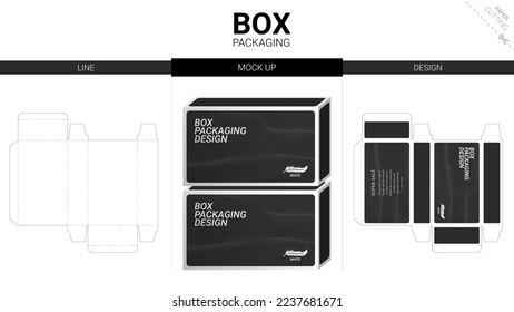 Box packaging and mockup die cut template