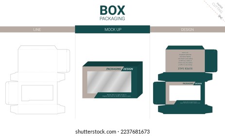 Box packaging and mockup die cut template