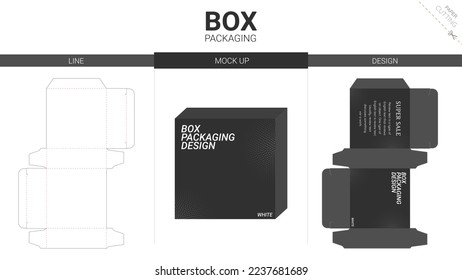 Box packaging and mockup die cut template