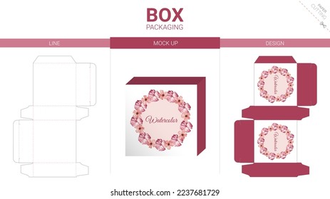 Box packaging and mockup die cut template