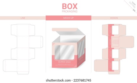 Box packaging and mockup die cut template