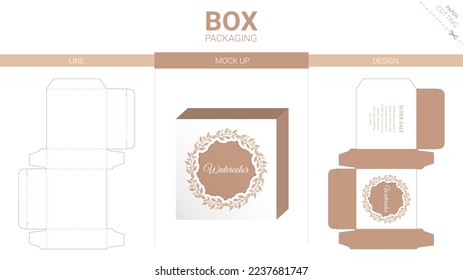 Box packaging and mockup die cut template