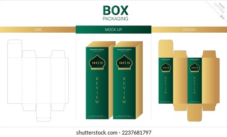 Box packaging and mockup die cut template