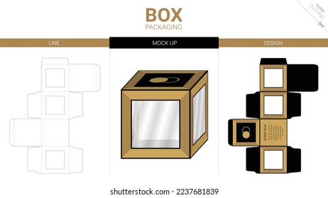 Box packaging and mockup die cut template