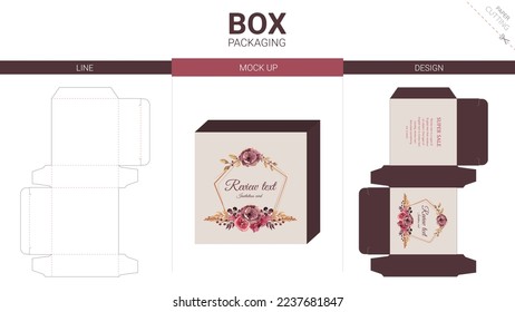Box packaging and mockup die cut template