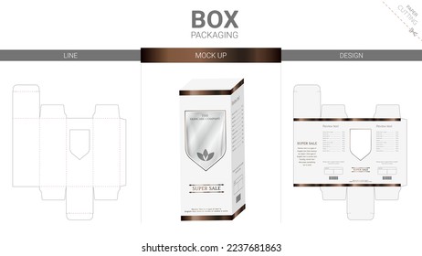 Box packaging and mockup die cut template