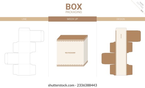 Box packaging and mockup die cut template